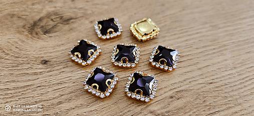 Komponenty - 	Našívacia aplikácia s lôžkom - 12 mm -Zlato čierna - 13992793_