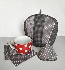 Úžitkový textil - Sada čiapka na čajník, chňapky, ušká - 13995676_
