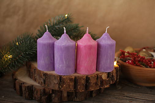  - Adventné sviečky  (Tradičné farby. Fialové s ružovou. Sýtejšie farby) - 13993341_