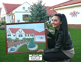 Obrazy - Maľba na zákazku "Náš vidiecky dom" - 13994008_
