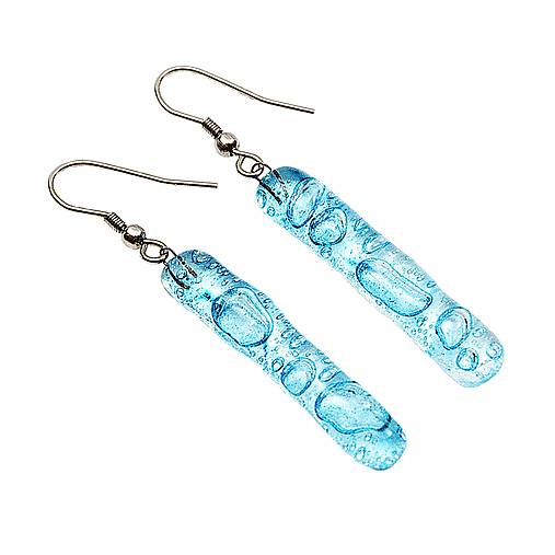 Náušnice - Náušnice tyrkysové české bublinkové sklo 4cm - 13994480_