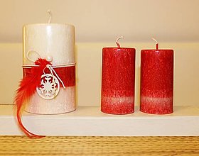Svietidlá a sviečky - Vianočná sada - bieločervená - 13995554_