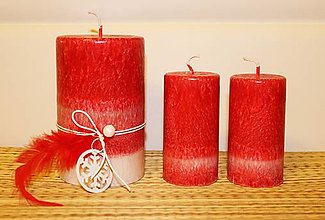 Svietidlá a sviečky - Vianočná sada - červenobiela - 13995604_