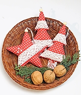 Dekorácie - Vianočné ozdôbky - červeno biele - stromček - 13992550_