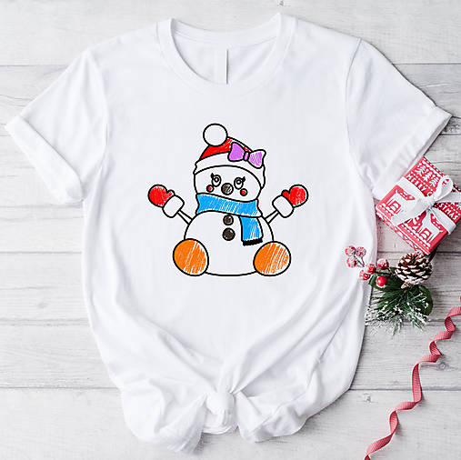 Detské oblečenie - Dievčenské tričko SNEHULIAK vymaľuj si sám. - 13998330_