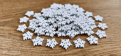 Galantéria - Drevený gombík Vločka 18 mm - Biela - 14003043_