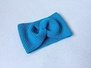 Čiapky, čelenky, klobúky - Pletené čelenky / 37 farieb (Modrá) - 14000603_