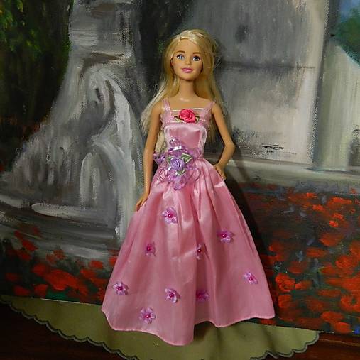  - Plesové  Barbie šaty (ružové dlhé šaty) - 14000969_