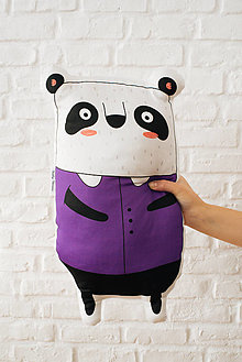 Detský textil - Panda s fialovou košeľou - 14000894_