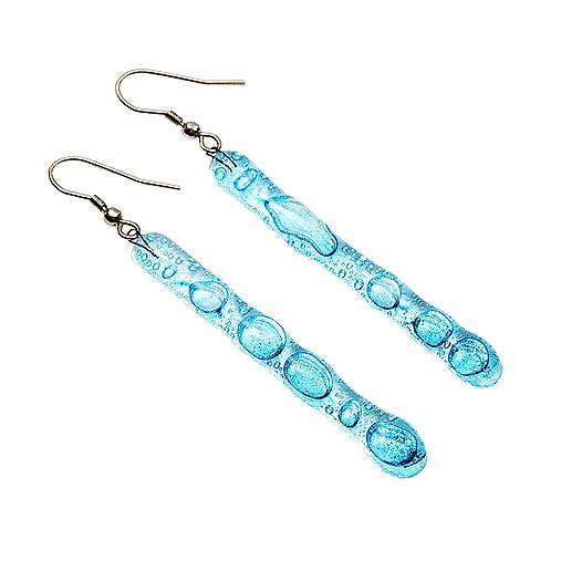 Náušnice - Náušnice tyrkysové české bublinkové sklo 6cm - 14001170_