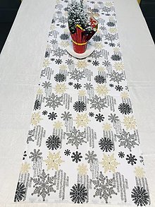 Úžitkový textil - Vianočná štóla “vločky” 140x45cm - 13999424_