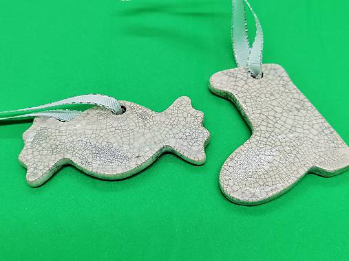 Dobrý obchod - Závesné ozdoby - BIELE, krakelované (cukrík, 5,5 x 3,0 cm) - 13997426_