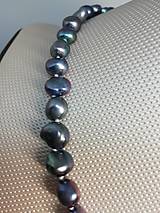 Sady šperkov - Set náhrdelník a náušnice z čiernych riečnych perál, strieborný uzáver - 14001353_