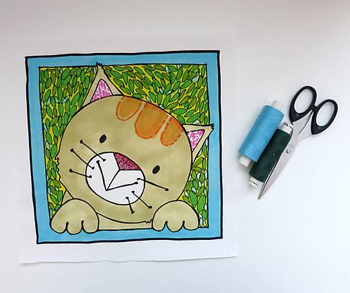 Bavlnený panel UŠI SI SÁM - Zvieratko z lesa (Mačka divá)
