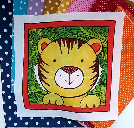 Bavlnený panel UŠI SI SÁM - Zvieratko z exotiky (Tiger)