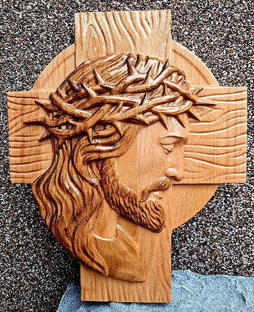 Dekorácie - Drevorezba Kríž Ježiš (200 x 180 x 35) - 14004321_