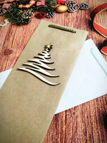 Papiernictvo - Vianočná taška na víno hnedá - 14003265_