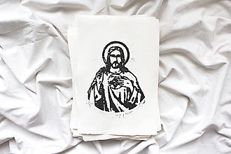 Grafika - Ježiš - linorytový print (čierno-biely) - 14006684_