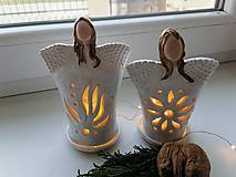 Dekorácie - keramika svietnik anjel... - 14005346_