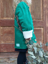 Detské oblečenie - Menčestrový detský kabátik Smaragd - 14004693_