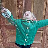 Detské oblečenie - Menčestrový detský kabátik Smaragd - 14004698_