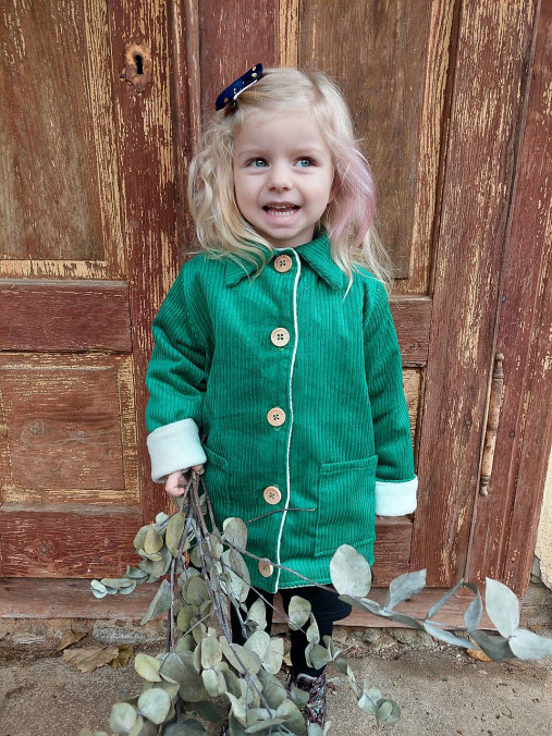 Menčestrový detský kabátik Smaragd