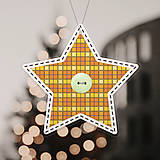 Dekorácie - Papierová vianočná hviezda so vzorom látky (pomarančová) - 14006901_