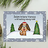 Papiernictvo - Zvieracie Vianoce - vianočná pohľadnica so psíkom (mrázová) - 14007391_