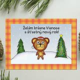 Papiernictvo - Zvieracie Vianoce - vianočná pohľadnica s mackom - 14007394_