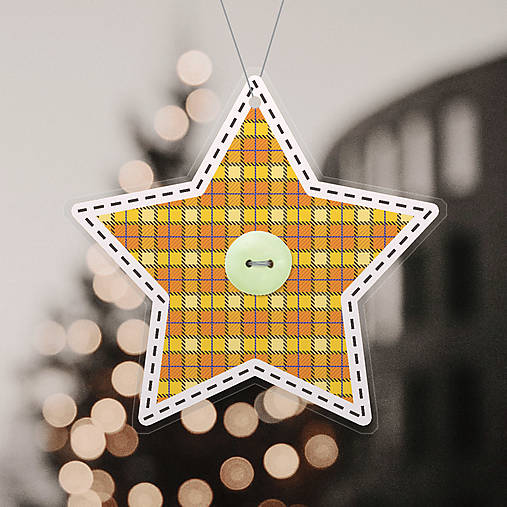 Papierová vianočná hviezda so vzorom látky (pomarančová)