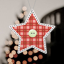Dekorácie - Papierová vianočná hviezda so vzorom látky (karmínová) - 14006900_