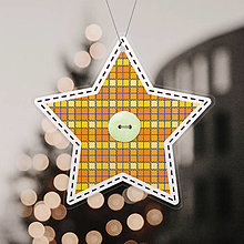 Dekorácie - Papierová vianočná hviezda so vzorom látky (pomarančová) - 14006901_