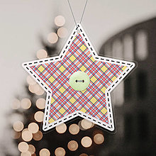 Dekorácie - Papierová vianočná hviezda so vzorom látky (dúhová) - 14006902_