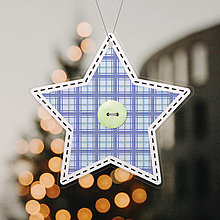 Dekorácie - Papierová vianočná hviezda so vzorom látky (belasá) - 14006903_
