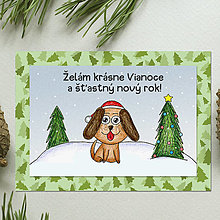 Papiernictvo - Zvieracie Vianoce - vianočná pohľadnica so psíkom (stromčeková) - 14007385_