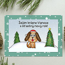 Papiernictvo - Zvieracie Vianoce - vianočná pohľadnica so psíkom (hviezdičková) - 14007390_