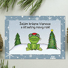 Papiernictvo - Zvieracie Vianoce - vianočná pohľadnica so žabkou (mrázová) - 14007410_