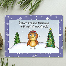Papiernictvo - Zvieracie Vianoce - vianočná pohľadnica s vtáčikom (hviezdičková) - 14007423_
