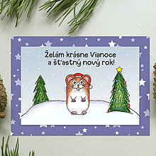 Papiernictvo - Zvieracie Vianoce - vianočná pohľadnica so škrečkom (hviezdičková) - 14007435_