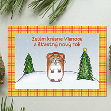 Papiernictvo - Zvieracie Vianoce - vianočná pohľadnica so škrečkom (károvaná) - 14007436_
