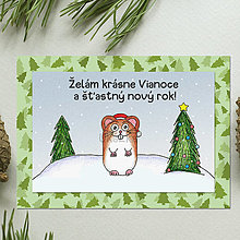 Papiernictvo - Zvieracie Vianoce - vianočná pohľadnica so škrečkom (stromčeková) - 14007437_