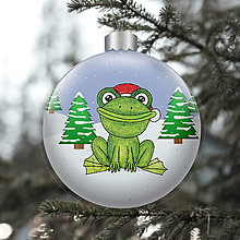 Dekorácie - Zvieracia vianočná guľa - zimný deň (žabka) - 14007449_