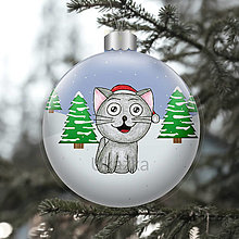 Dekorácie - Zvieracia vianočná guľa - zimný deň (mačka) - 14007450_