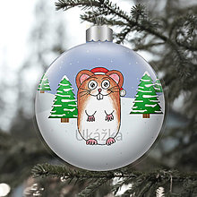Dekorácie - Zvieracia vianočná guľa - zimný deň (škrečok) - 14007451_