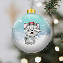 Dekorácie - Zvieracia vianočná guľa - závej (mačička) - 14007482_