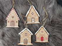 Dekorácie - Vianočné drevené ozdoby - perníkové chalúpky - 14011691_