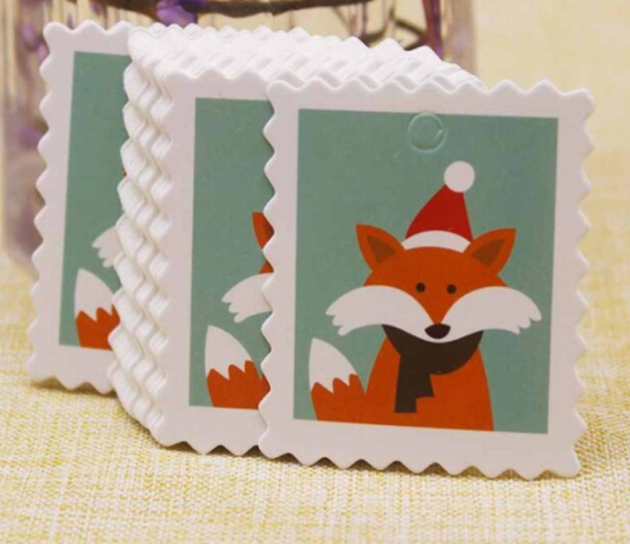 VI104 Visačka vianočná 6 x 4 cm  (Líška)