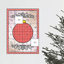 Dekorácie - Netradičný adventný kalendár cartoon ornamental (vianočná guľa červená) - 14011728_
