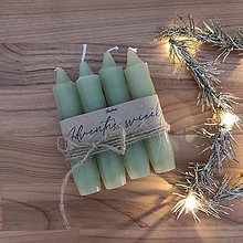 Svietidlá a sviečky - Kratšie adventné sviečky - set 4ks (Svetlozelené) - 14014334_