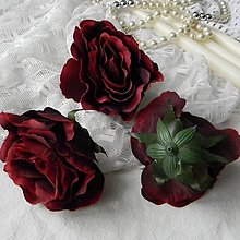 Polotovary - Umelé kvety - bordové ruže /materiál/ - 14013366_